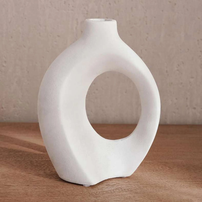 Gerda Terracotta Hollow Vase 16X7X21.5Cm - White