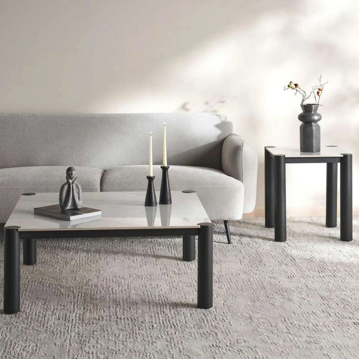 Gerel End Table Ceramic - White & Black