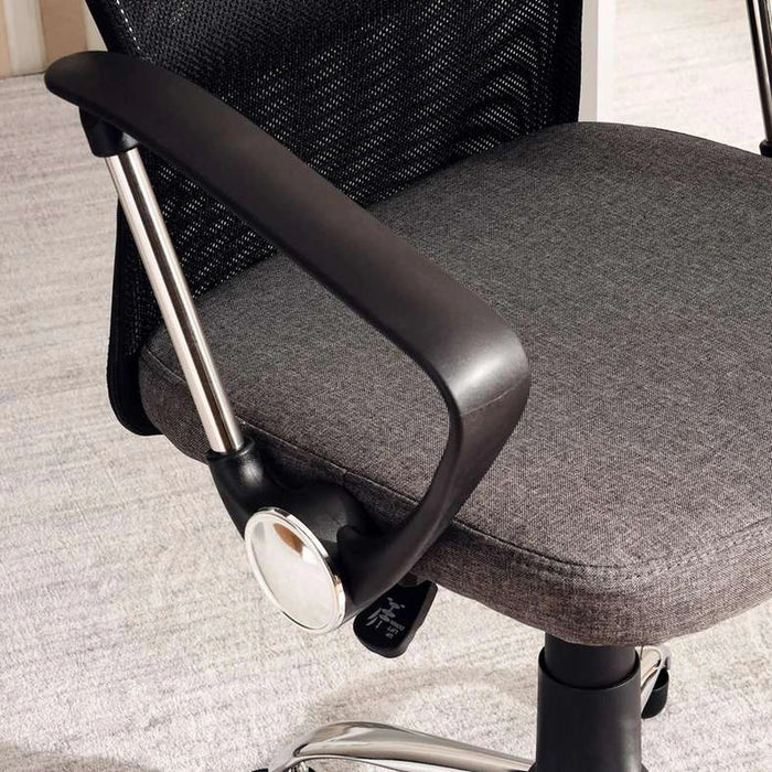 Gerry Office Medium Back Chair Mesh Fabric - Dark Grey Black Pan Home