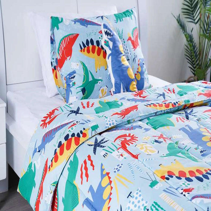 Giantik 3-Piece Comforter Set With Cushion Blue Pan Home