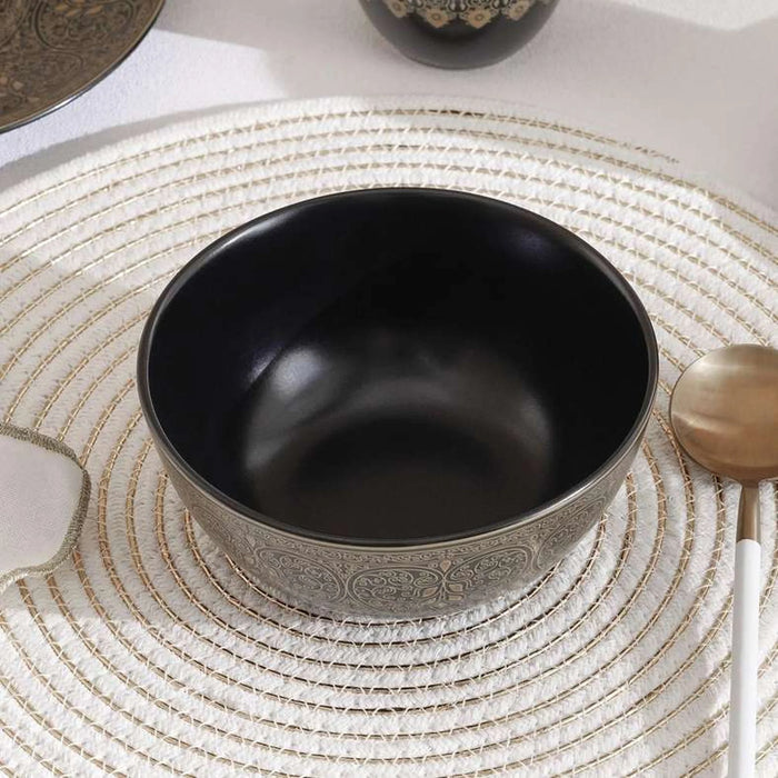 Gilded Filigree Stoneware Cereal Bowl Dia15Cm -Black