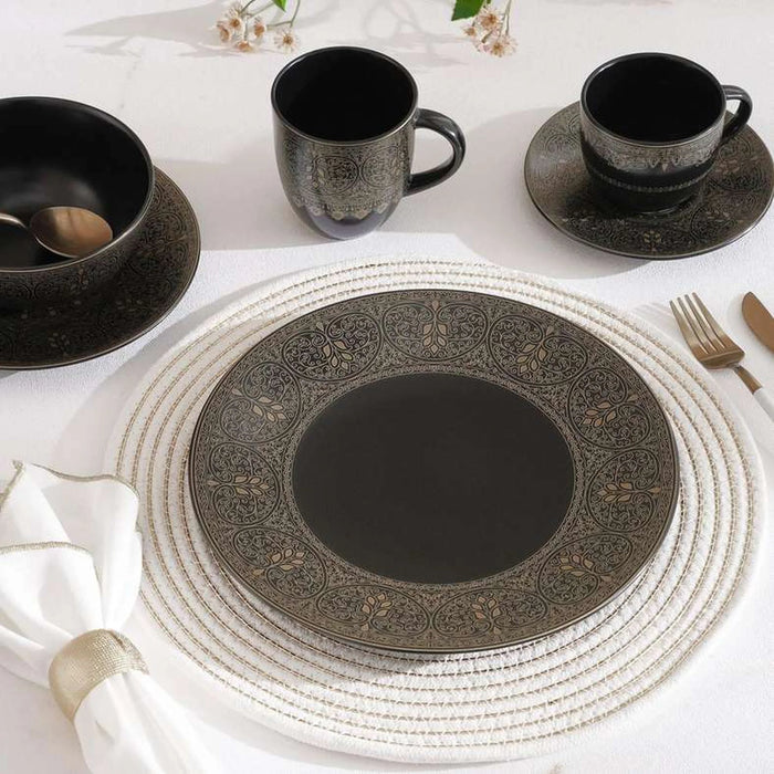 Gilded Filigree Stoneware Cereal Bowl Dia15Cm -Black