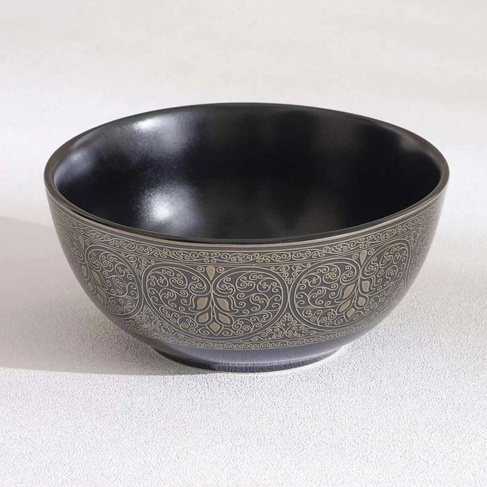 Gilded Filigree Stoneware Cereal Bowl Dia15Cm -Black
