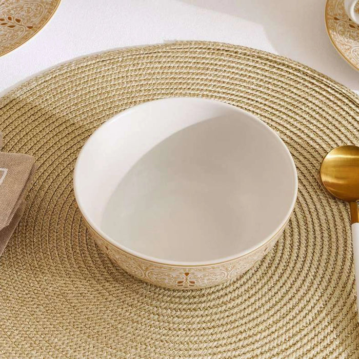 Gilded Filigree Stoneware Cereal Bowl Dia15Cm -White