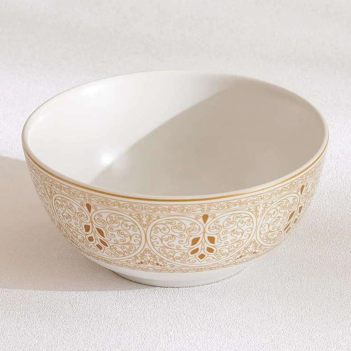 Gilded Filigree Stoneware Cereal Bowl Dia15Cm -White