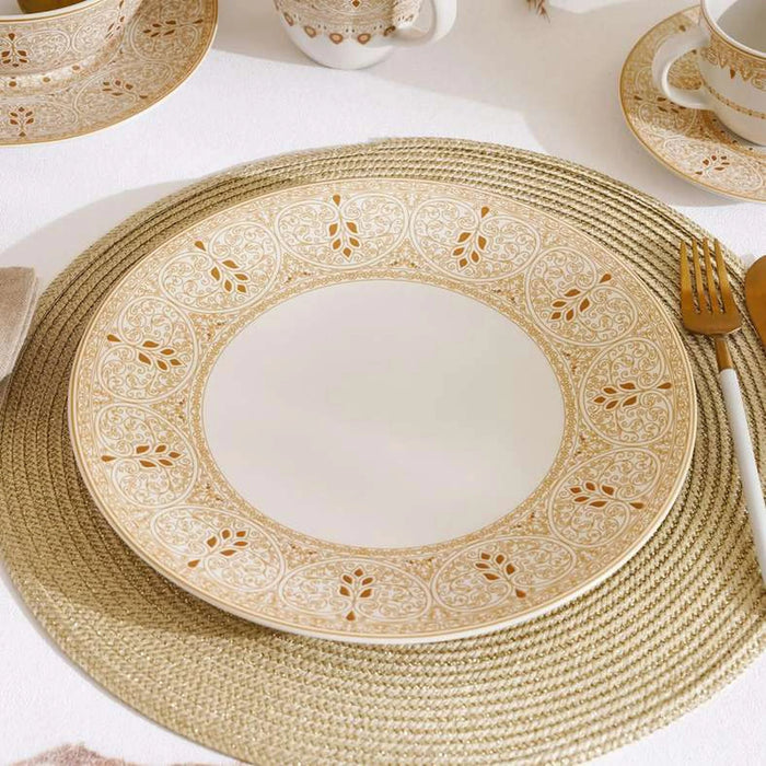 Gilded Filigree Stoneware Dinner Plate Dia27Cm -White
