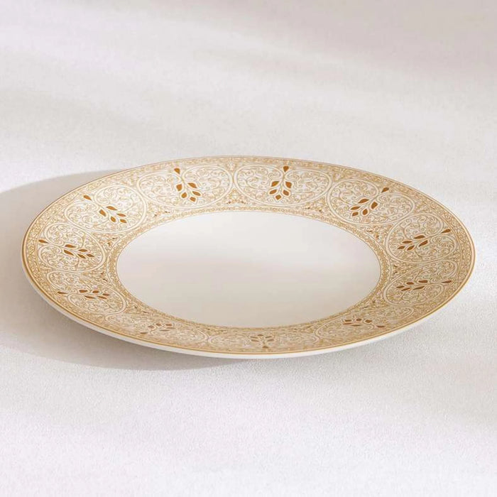 Gilded Filigree Stoneware Dinner Plate Dia27Cm -White