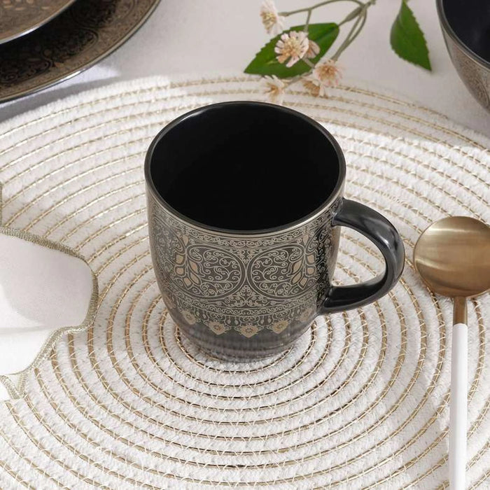Gilded Filigree Stoneware Mug 350Ml -Black