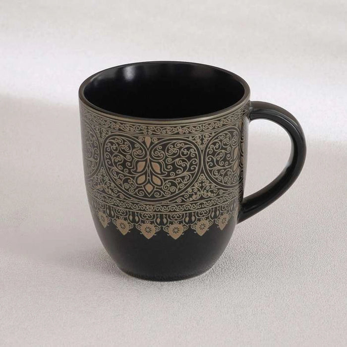 Gilded Filigree Stoneware Mug 350Ml -Black