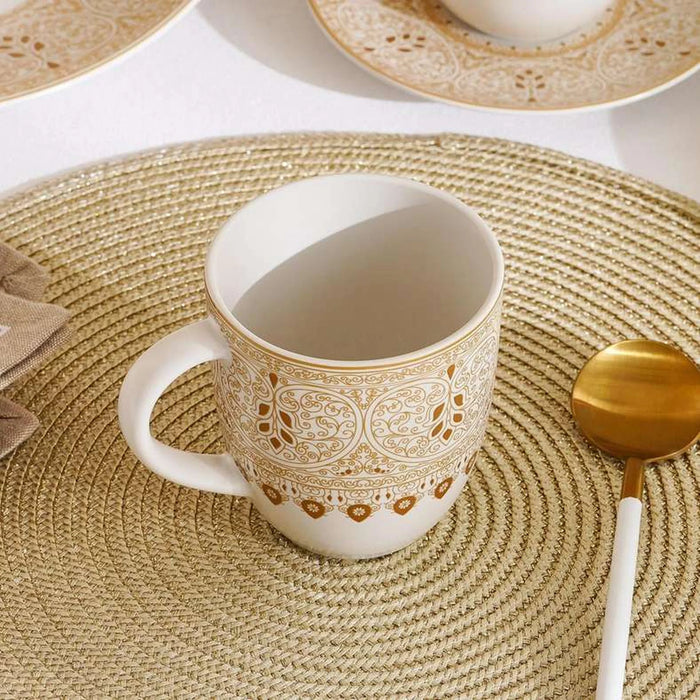Gilded Filigree Stoneware Mug 350Ml -White