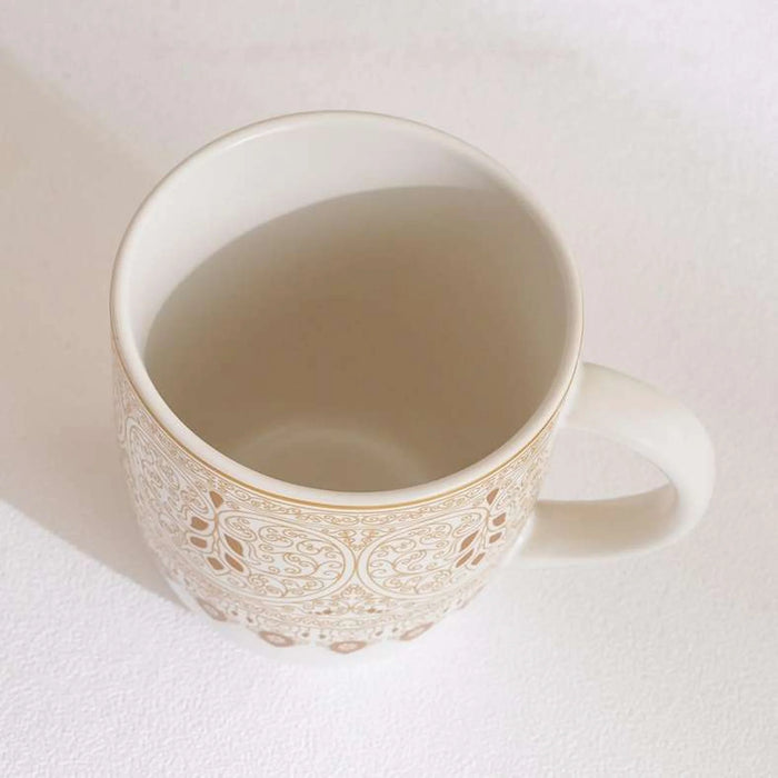 Gilded Filigree Stoneware Mug 350Ml -White