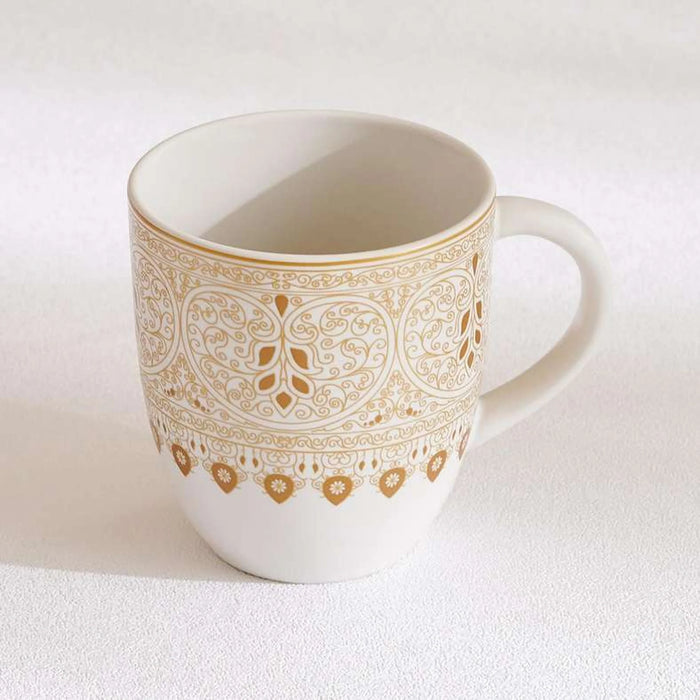 Gilded Filigree Stoneware Mug 350Ml -White