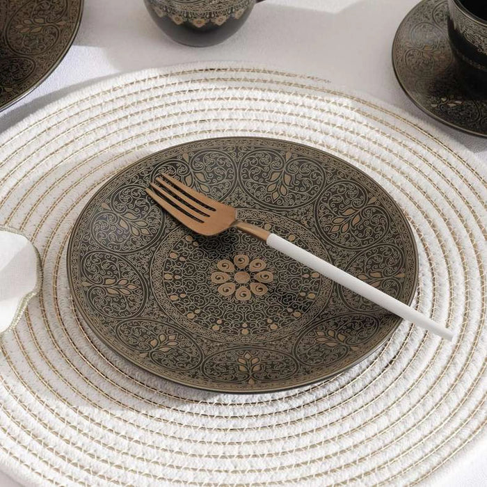 Gilded Filigree Stoneware Side Plate Dia21Cm -Black