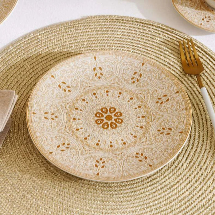 Gilded Filigree Stoneware Side Plate Dia21Cm -White