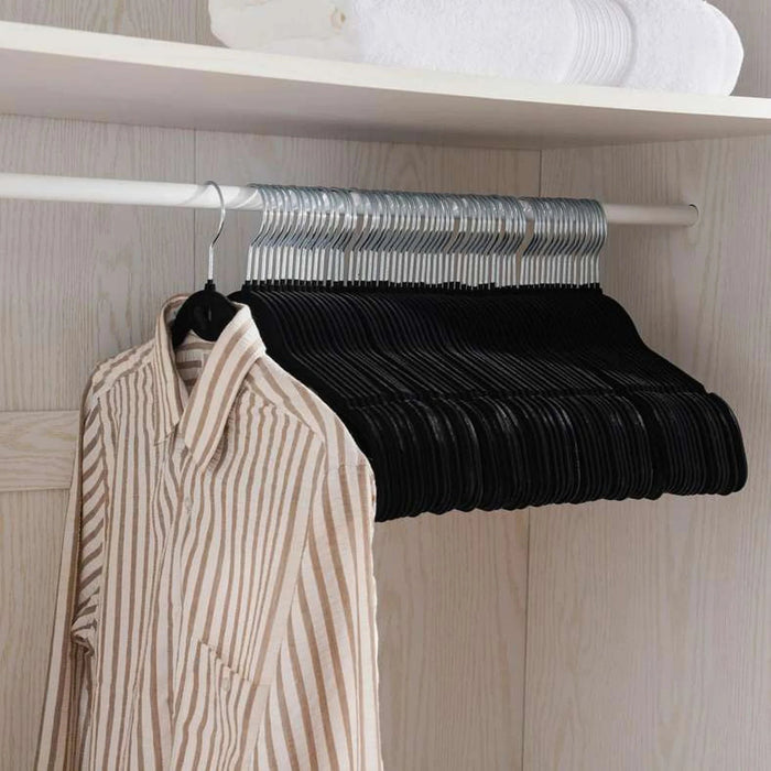 Giorgia 60-Piece Velvet Suit Hanger With Notches 45X22.5X0.5Cm - Black Pan Home