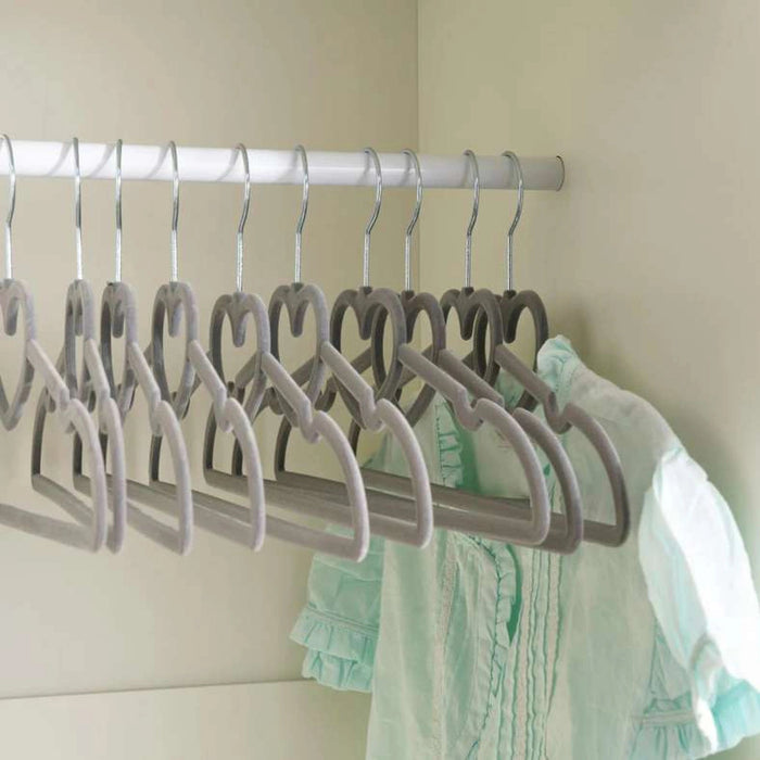 Giorgia Heart Cloth Hanger 10-Pieces - Grey Pan Home
