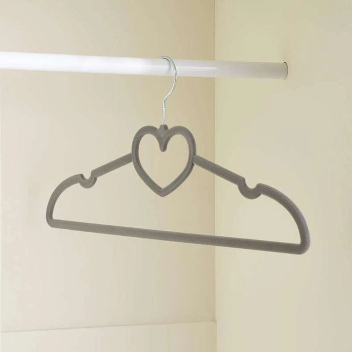 Giorgia Heart Cloth Hanger 10-Pieces - Grey Pan Home