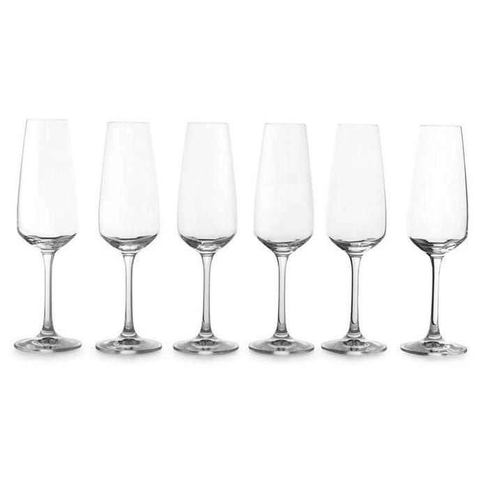 Giselle 6-Piece Flute Crystal Glass Set 190Ml - Clear Pan Home