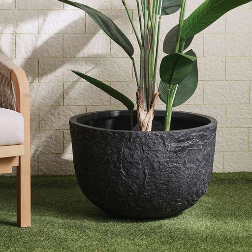 Giselle Polyresin Round Planter 38X38X24Cm- Black Pan Home