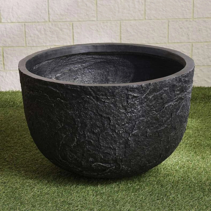 Giselle Polyresin Round Planter 38X38X24Cm- Black Pan Home