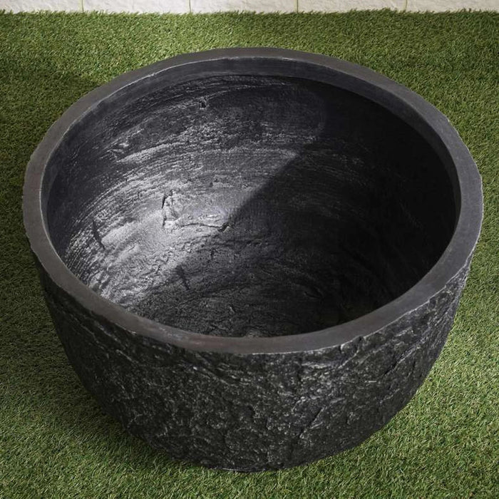 Giselle Polyresin Round Planter 45X45X30Cm- Black Pan Home