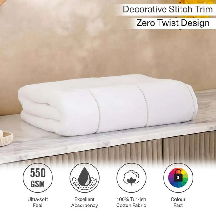 Glamour Zero Twist Bath Sheet 90X150Cm - White/Gold