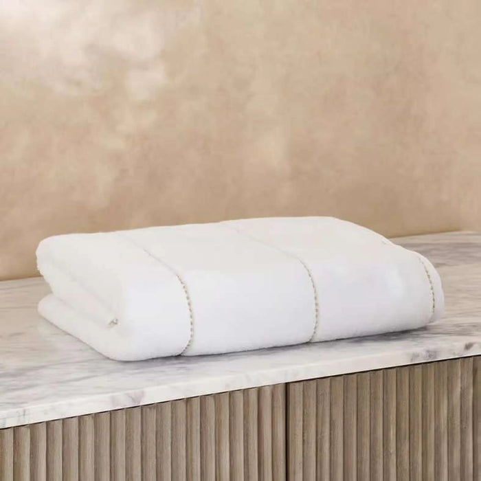 Glamour Zero Twist Bath Towel 70X140Cm  - White/Gold