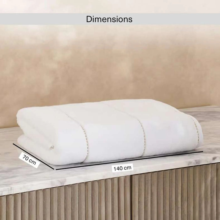 Glamour Zero Twist Bath Towel 70X140Cm  - White/Gold