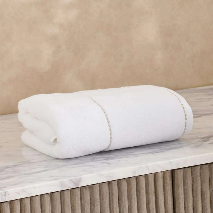 Glamour Zero Twist Hand Towel 50X90Cm - White/Gold