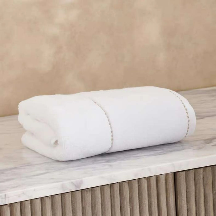 Glamour Zero Twist Hand Towel 50X90Cm - White/Gold