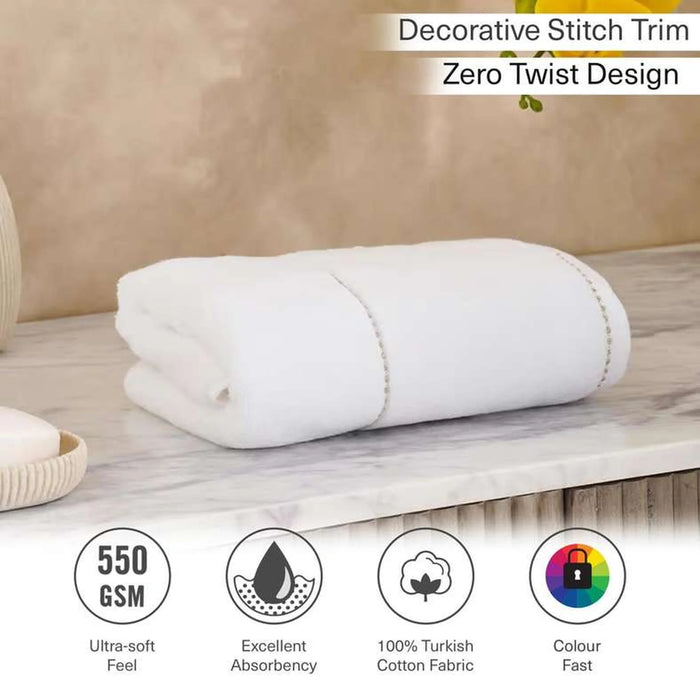 Glamour Zero Twist Hand Towel 50X90Cm - White/Gold