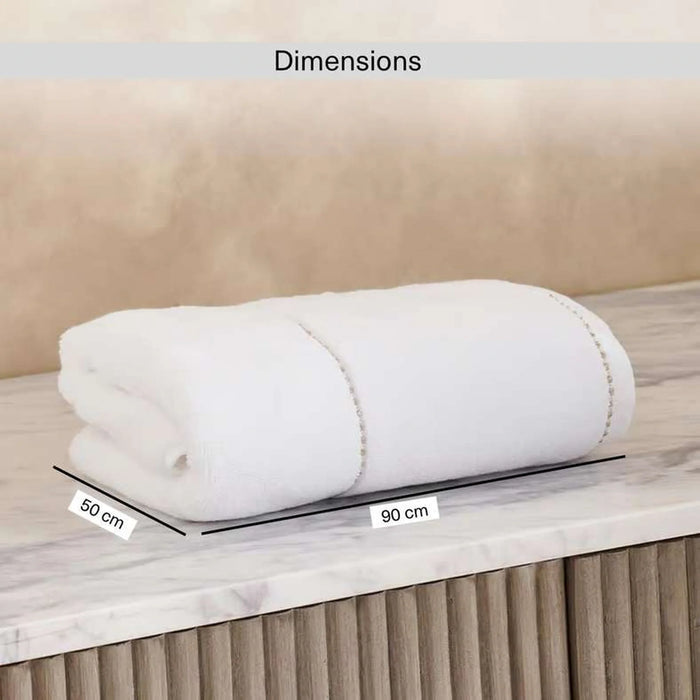 Glamour Zero Twist Hand Towel 50X90Cm - White/Gold