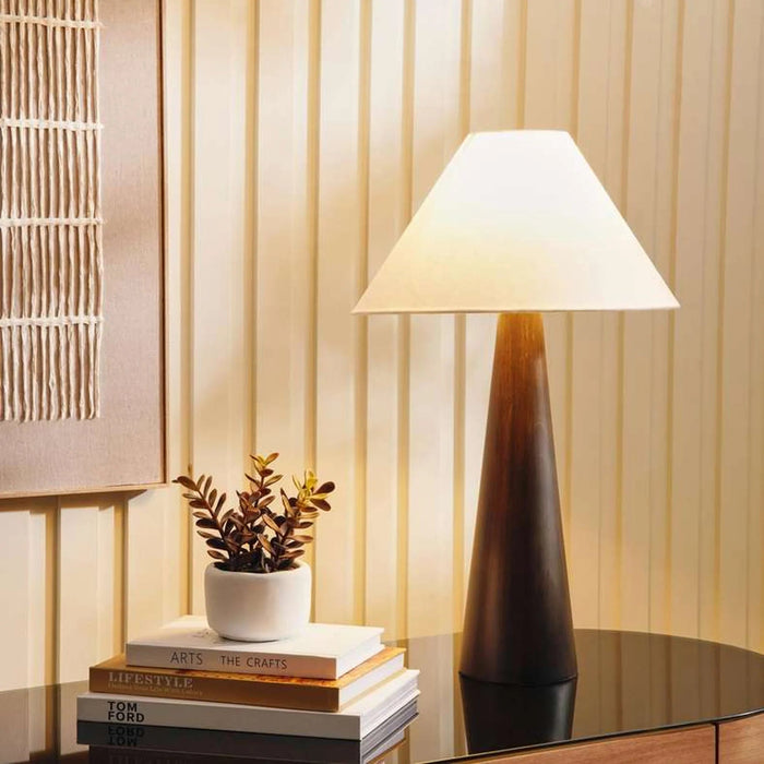 Glance E27 Wooden With Jute Shade Table Lamp Dia 35X60Cm - Black Pan Home