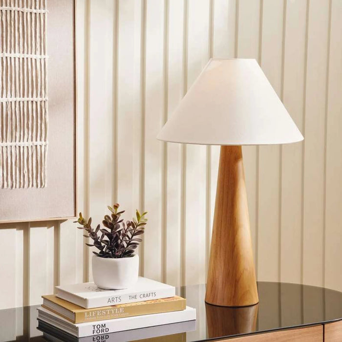 Glance E27 Wooden With Jute Shade Table Lamp Dia 35X60Cm - Natural