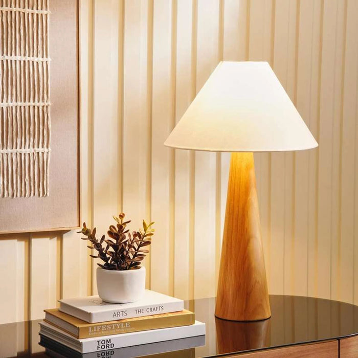 Glance E27 Wooden With Jute Shade Table Lamp Dia 35X60Cm - Natural