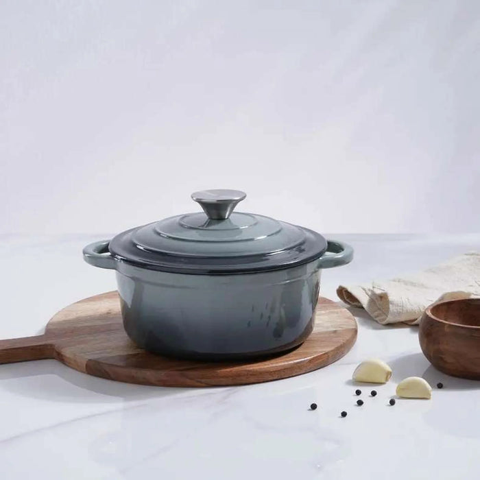 Glazura Enameled Cast Iron Cooking Pot 2L - Ombre Grey