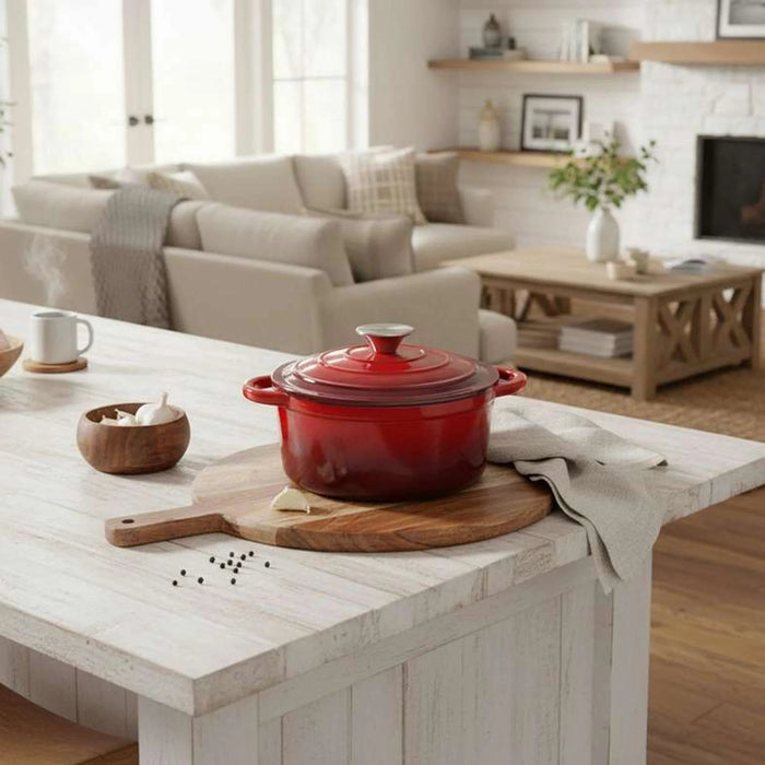 Glazura Enameled Cast Iron Cooking Pot 2L - Ombre Red Pan Home