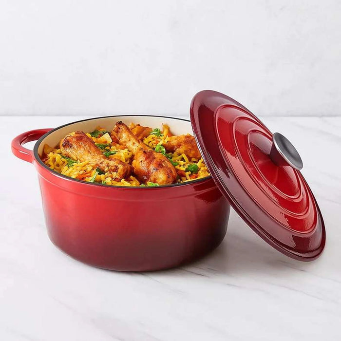 Glazura Enameled Cast Iron Cooking Pot 2L - Ombre Red Pan Home