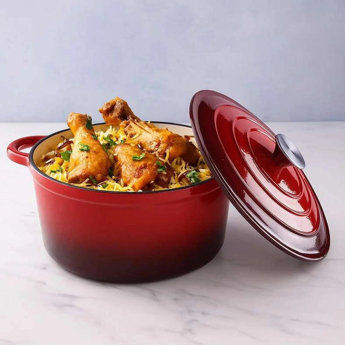 Glazura Enameled Cast Iron Cooking Pot 4L - Ombre Red Pan Home
