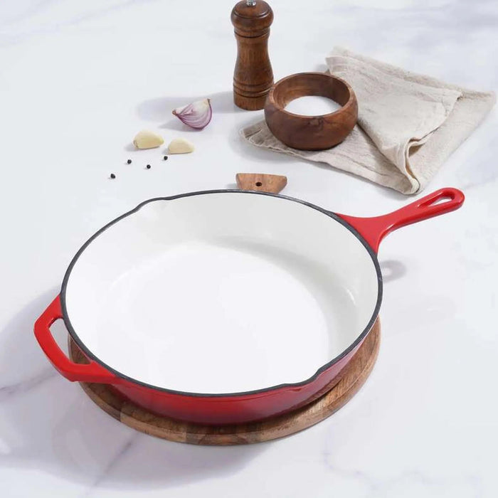 Glazura Enameled Cast Iron Fry Pan 46X30X5.5Cm - Ombre Red Pan Home