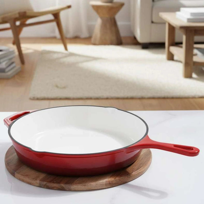 Glazura Enameled Cast Iron Fry Pan 46X30X5.5Cm - Ombre Red Pan Home