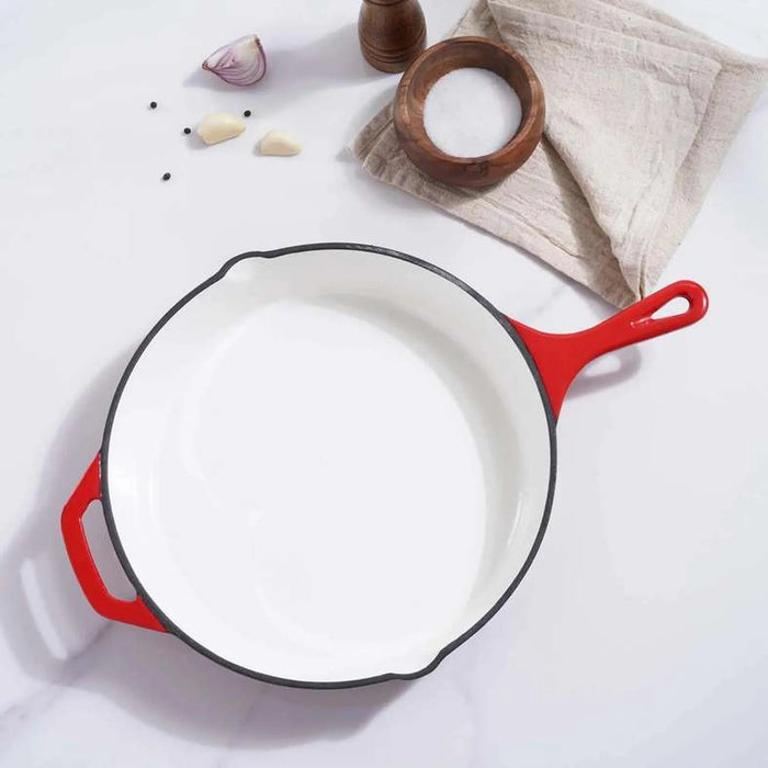 Glazura Enameled Cast Iron Fry Pan 46X30X5.5Cm - Ombre Red Pan Home
