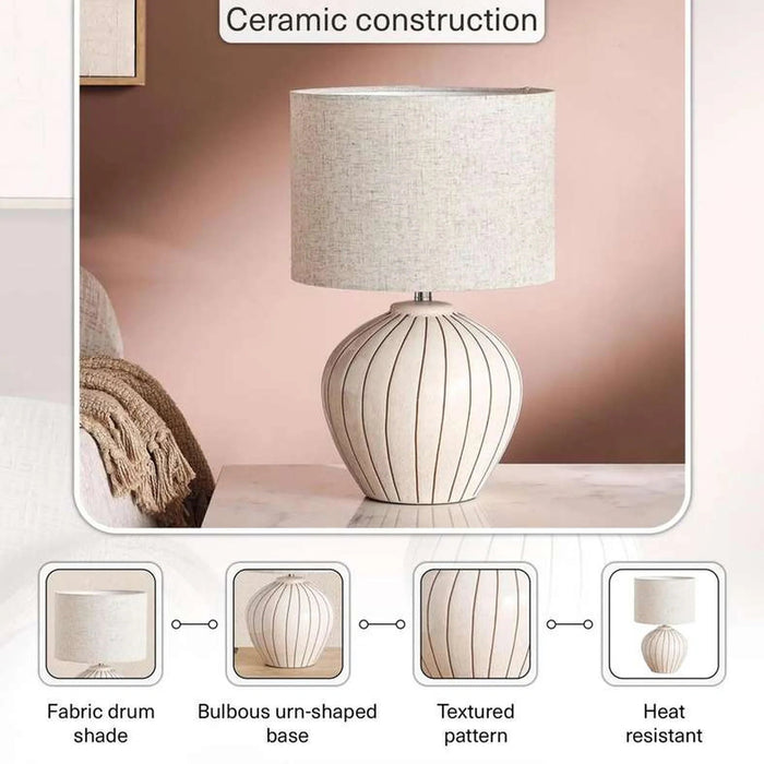 Glendale E27 Ceramic Table Lamp 30X46Cm - Beige Pan Home