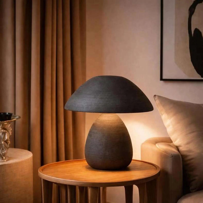 Glomer E27 Terracotta Table Lamp 24.5X45.5Cm - Black Pan Home