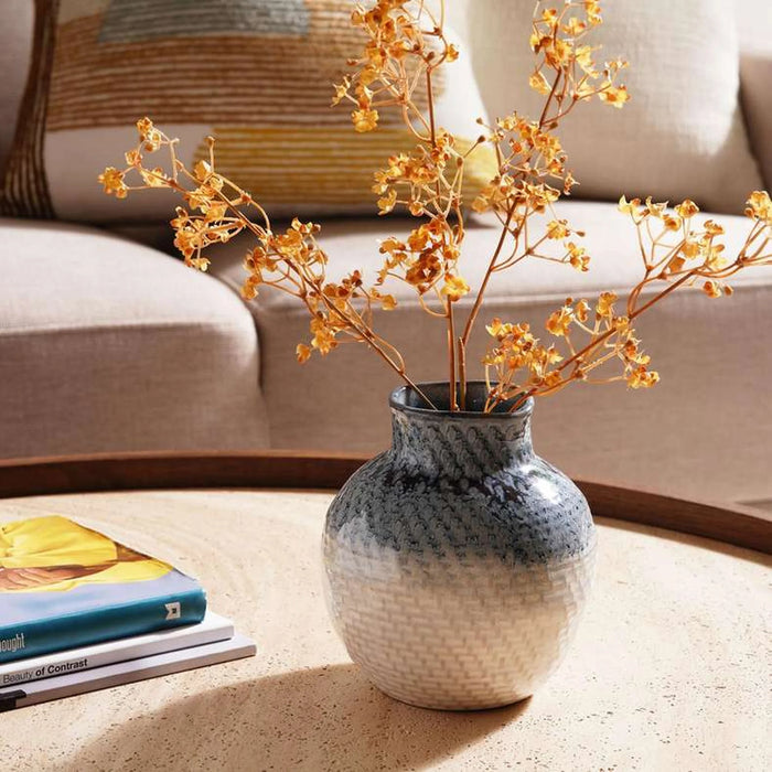 Gloria Textured Stoneware Vase 14.2X14.2X15.2Cm - Blue