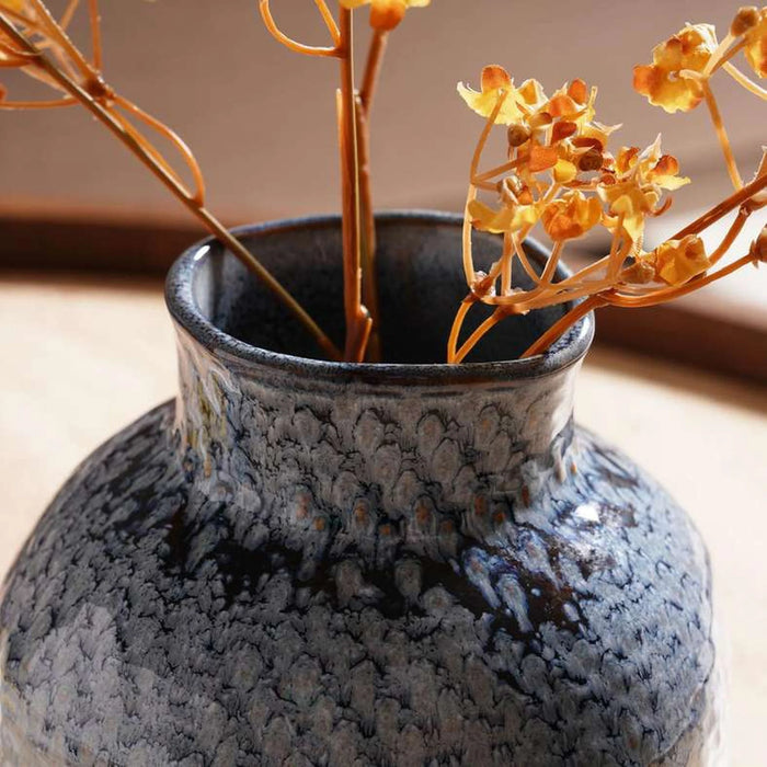 Gloria Textured Stoneware Vase 14.2X14.2X15.2Cm - Blue