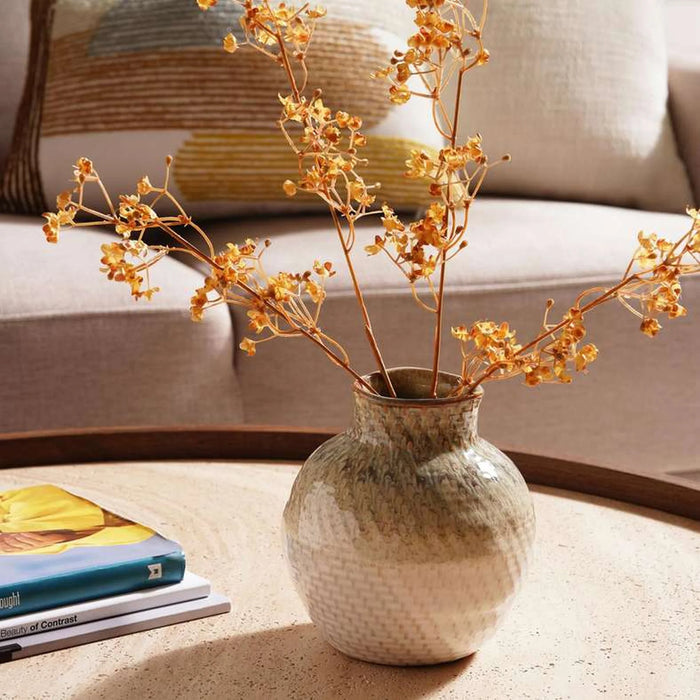 Gloria Textured Stoneware Vase 14.2X14.2X15.2Cm - Brown