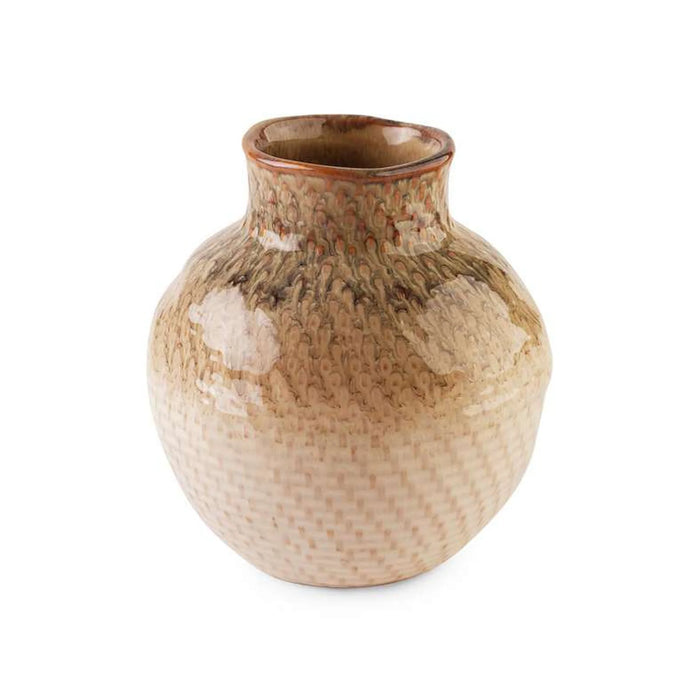 Gloria Textured Stoneware Vase 14.2X14.2X15.2Cm - Brown