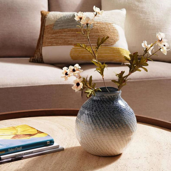 Gloria Textured Stoneware Vase 18X18X18.5Cm - Blue