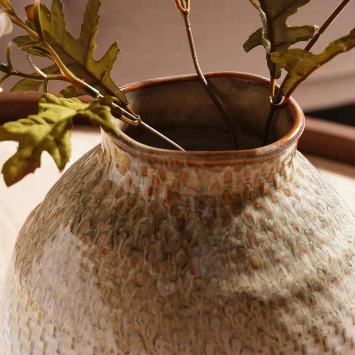 Gloria Textured Stoneware Vase 18X18X18.5Cm - Brown
